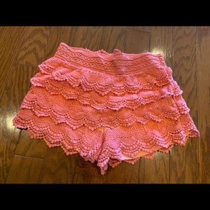 Small coral lace shorts